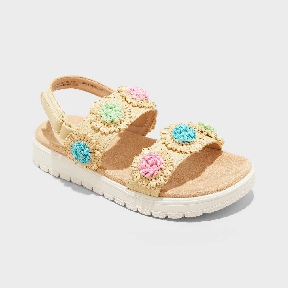 Baby Girls Sandals by Cat &‎ Jack Lana Raffia Floral Size 6 New With Tags